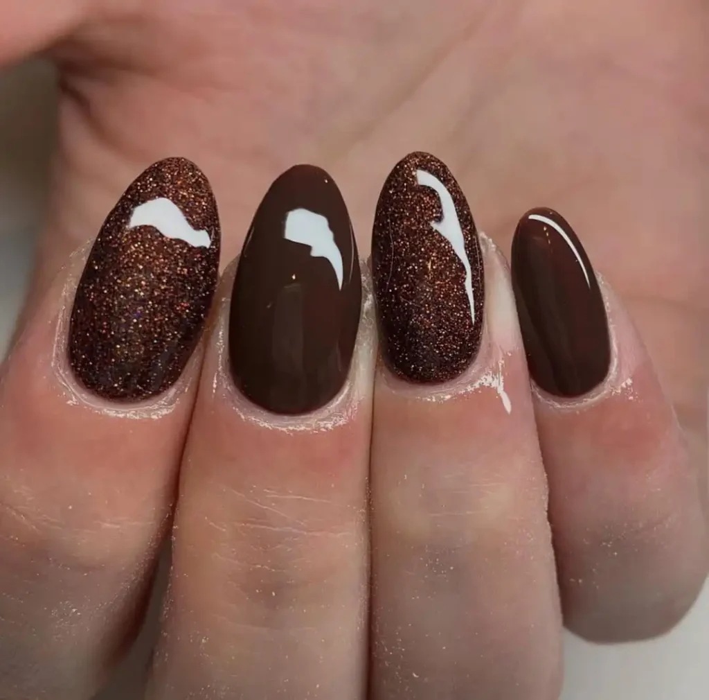 Mocha Brown Oval Nails