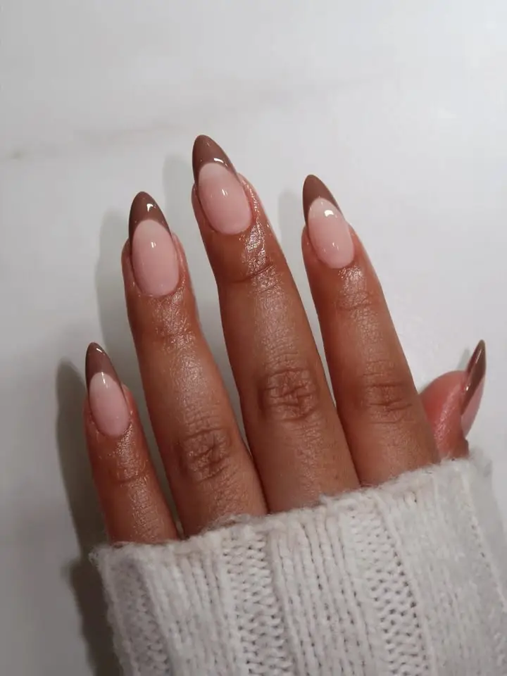 Mocha French Tip Nails