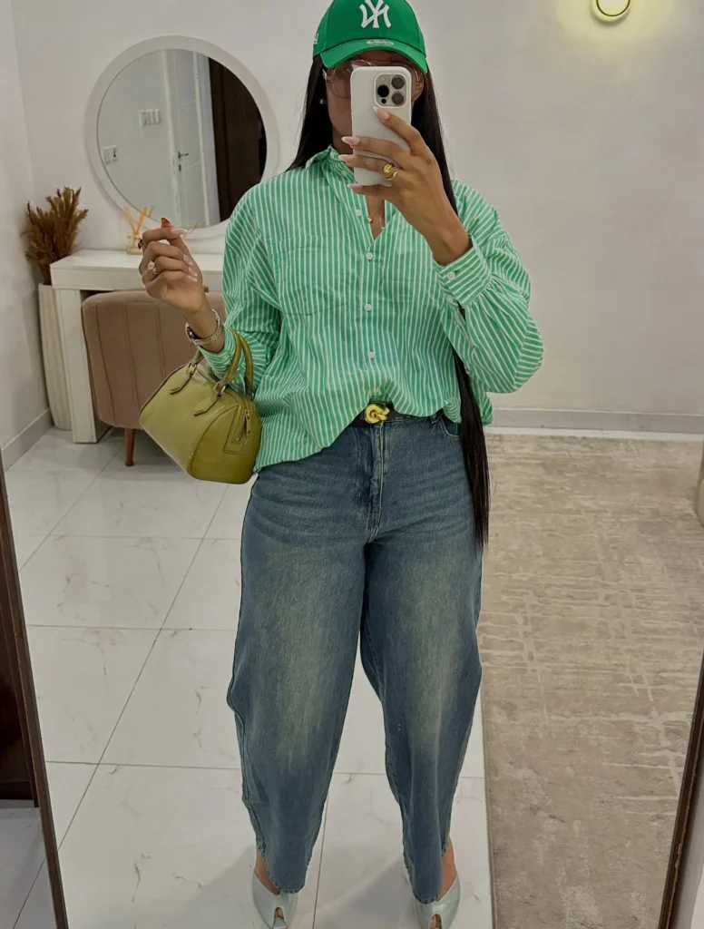 Moss Green Overshirt with Denim