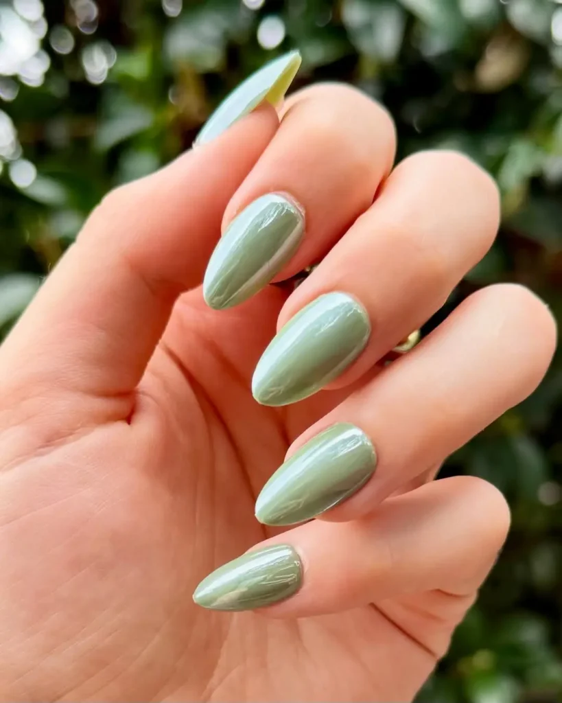 Moss Green Velvet Nails