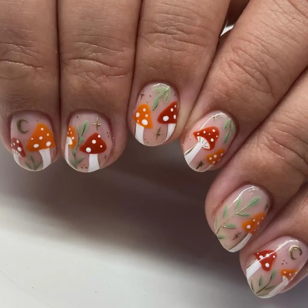 Mushroom Forest Minimal Nails