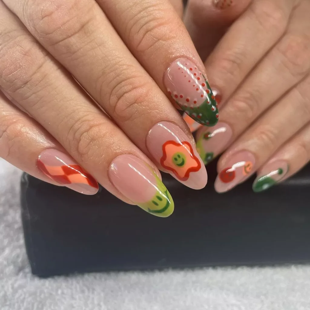 Pastel Autumn Mismatch Nails