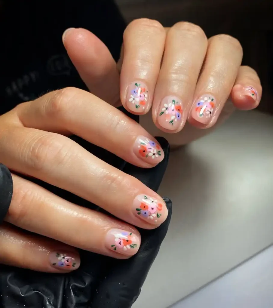Pressed Wildflower Short Nails
