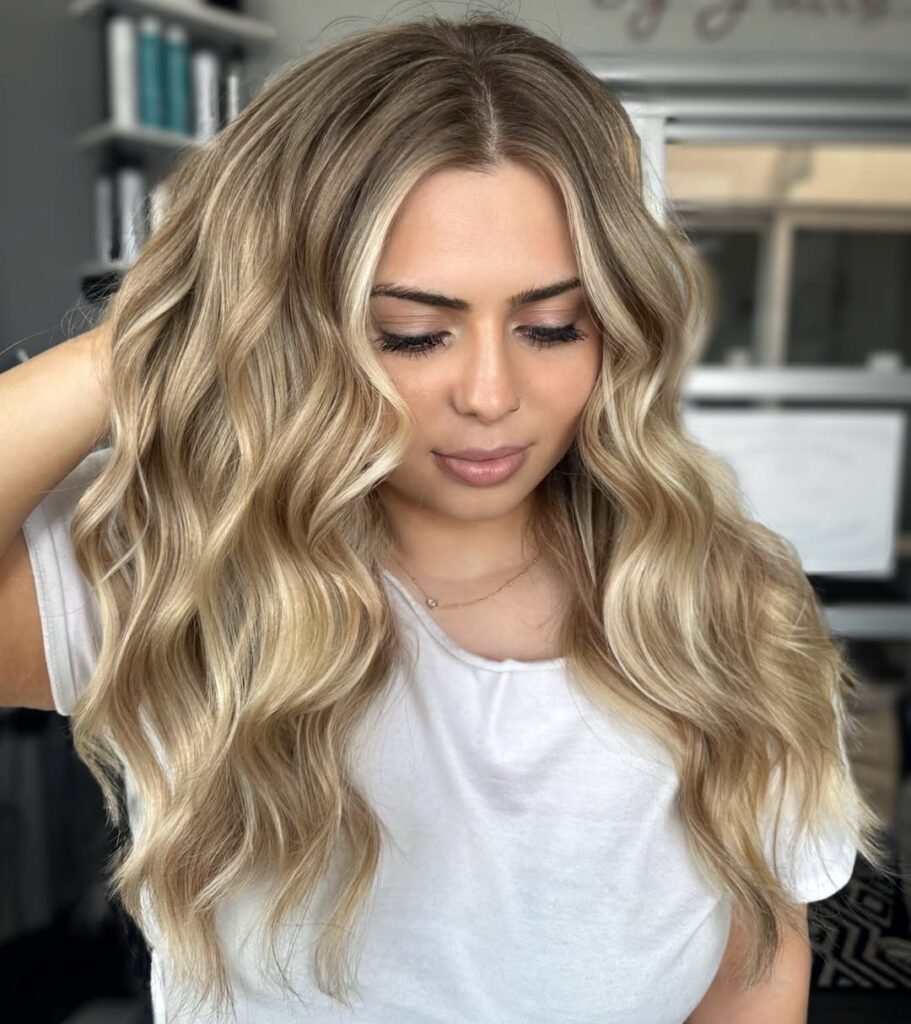 Rooted Beige Voluminous Blowout