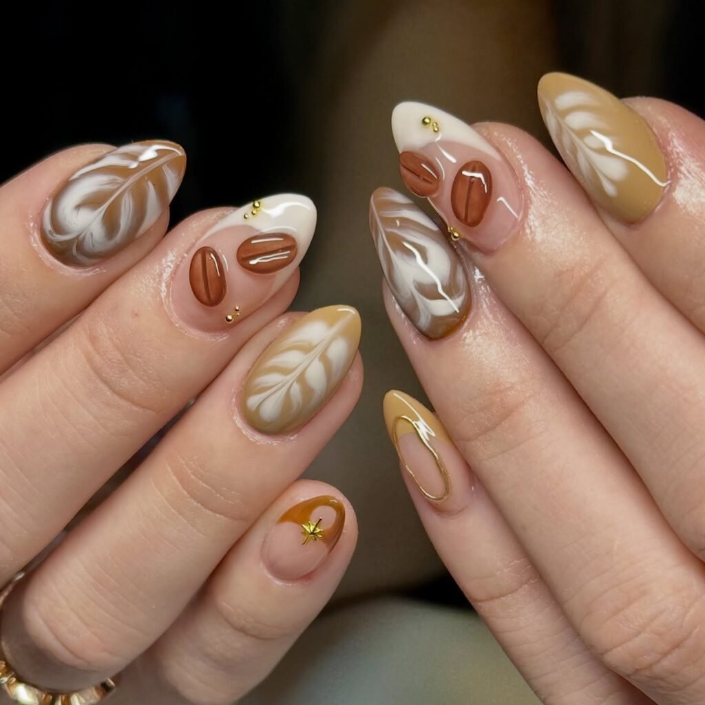 Rustic Coffee Bean Nails