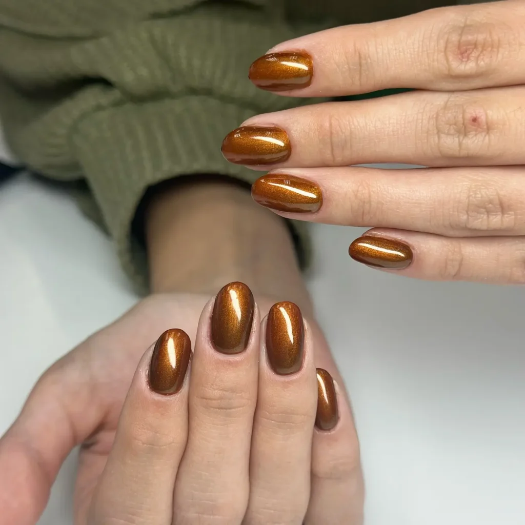 Rustic Copper Velvet Nails