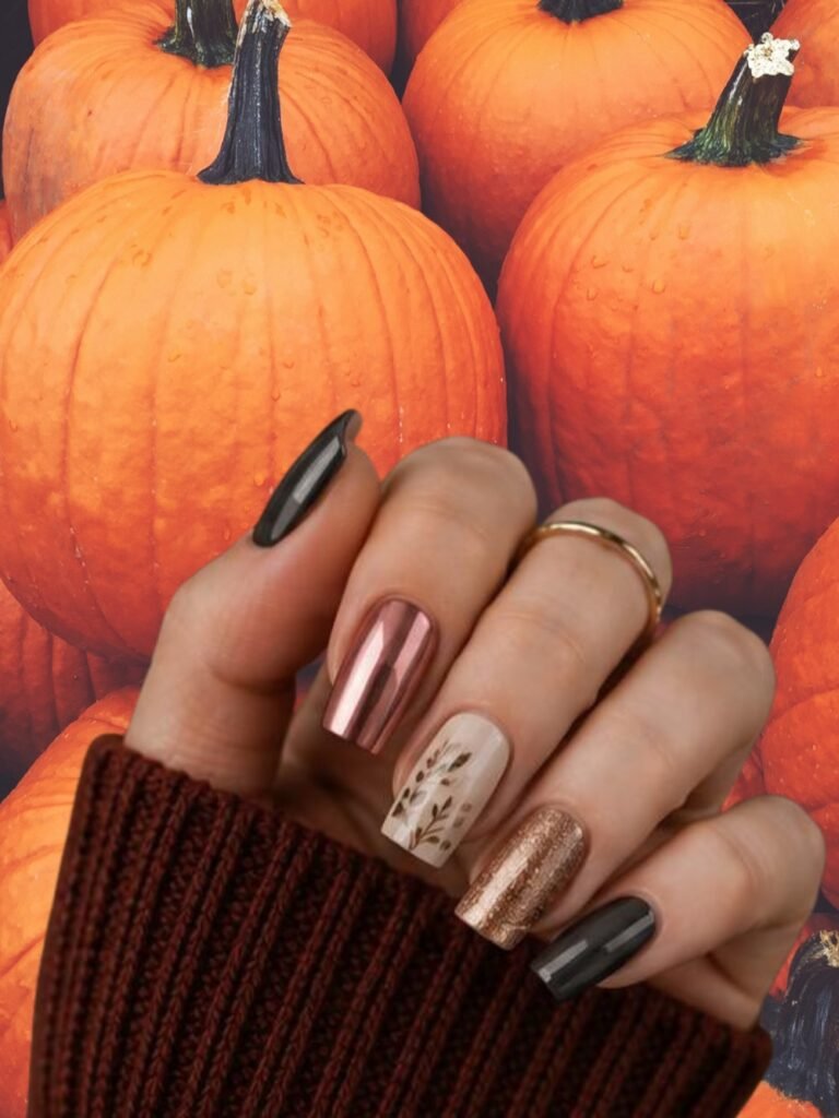 Rustic Harvest Stripe Nails