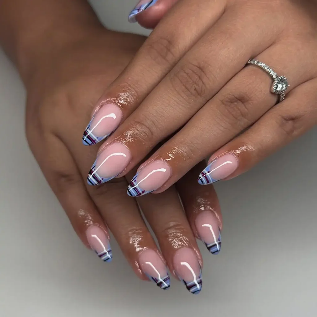 Rustic Plaid Accent French Nails