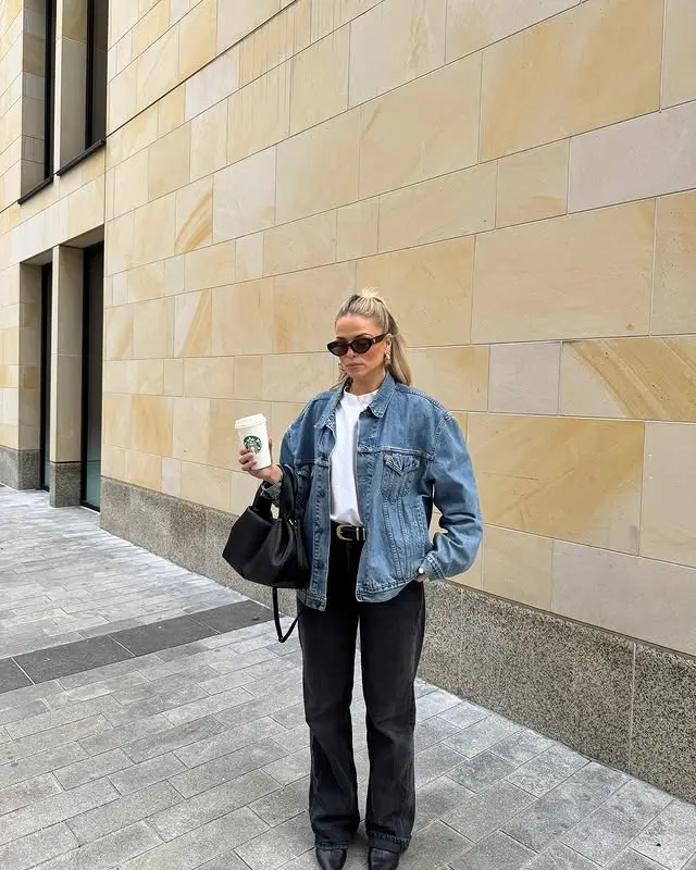 Sherpa Lined Denim Jacket with Knit Pants