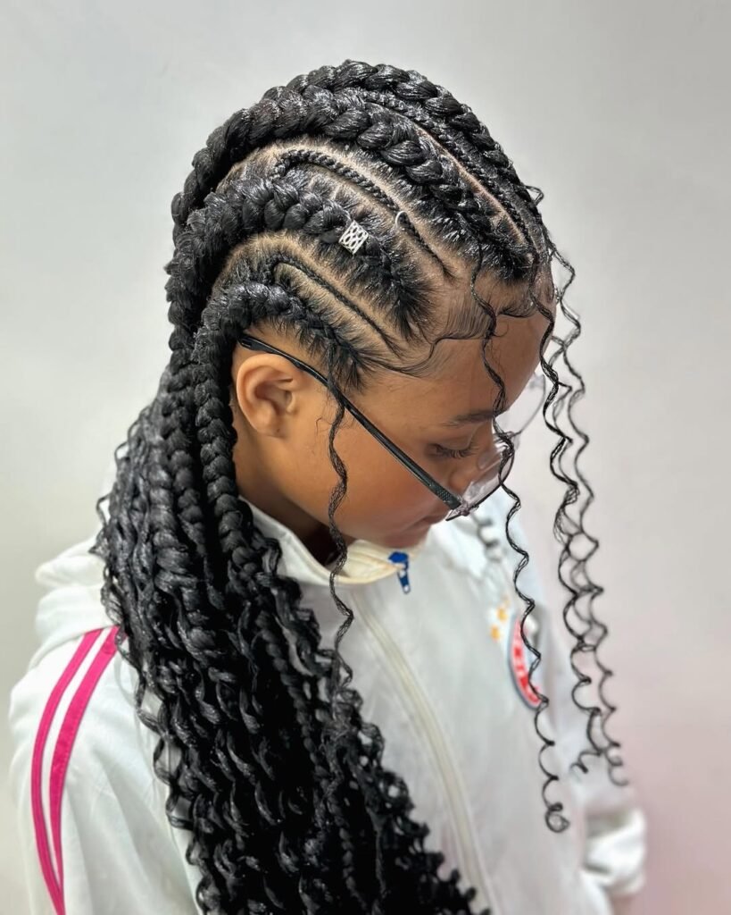 Side-Swept Ghana Braids