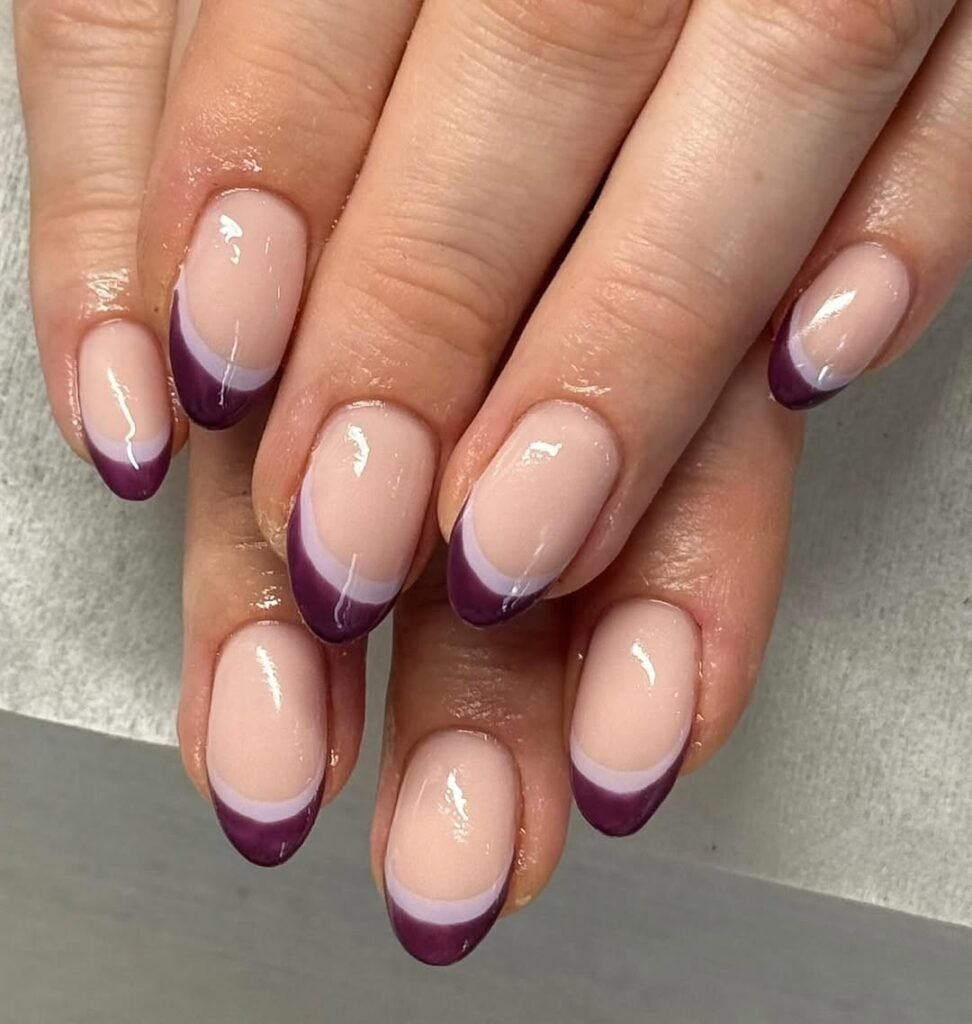  Smoky Taupe Double French Nails