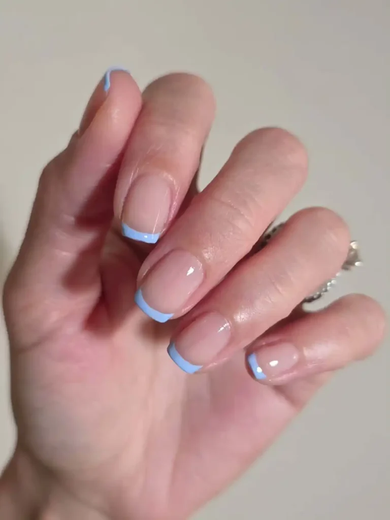 Soft Plaid Micro French Nails