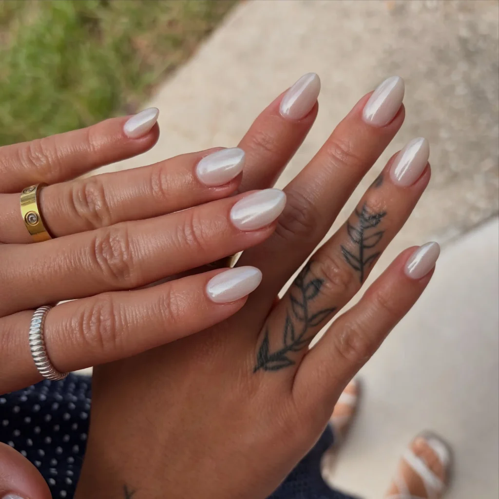 Toasted Almond Chrome Nails