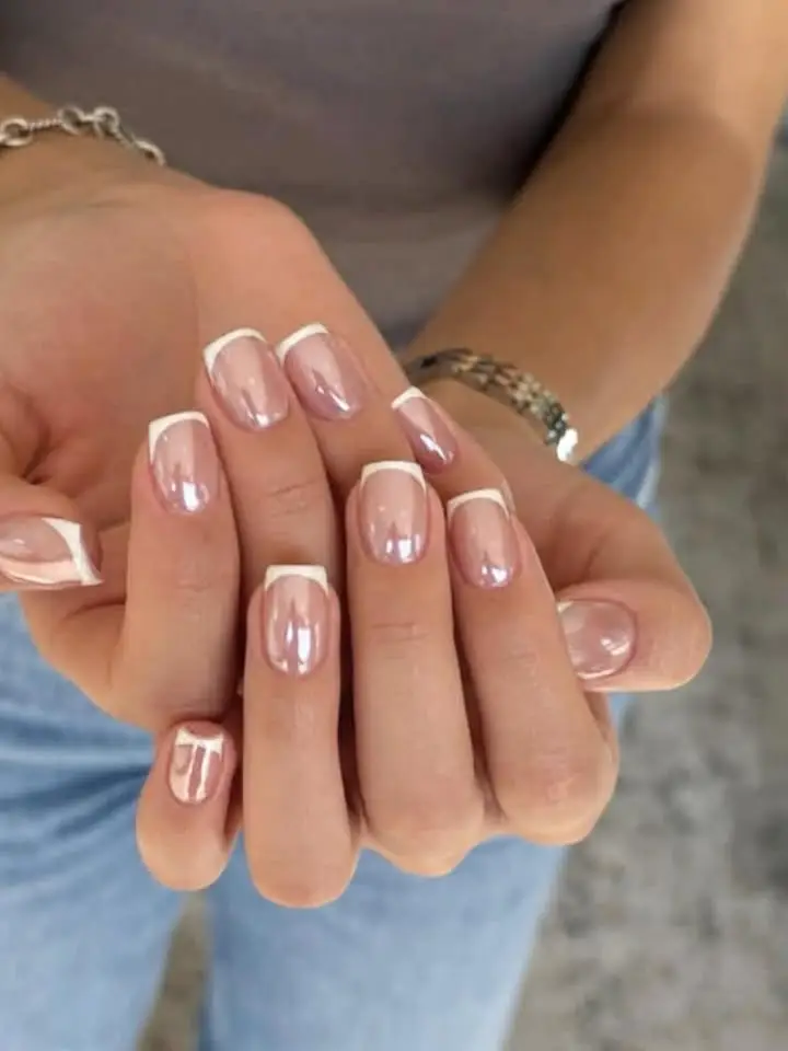 Toffee Chrome French Nails