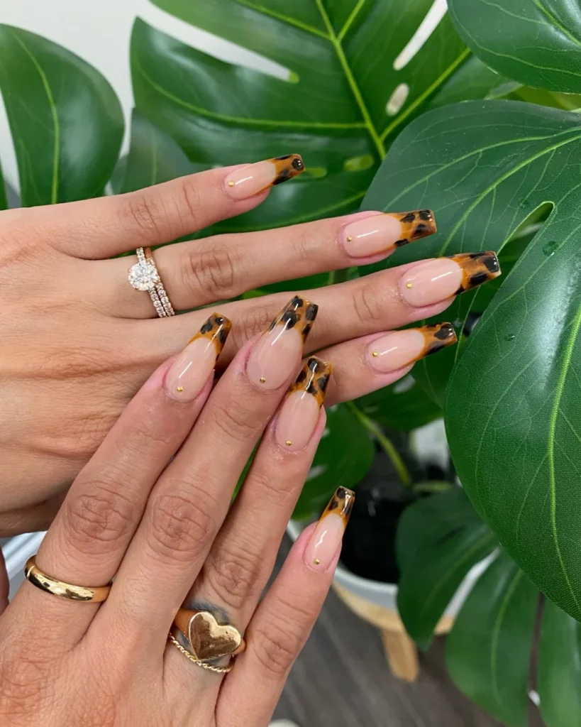 Tortoiseshell French Coffin Nails