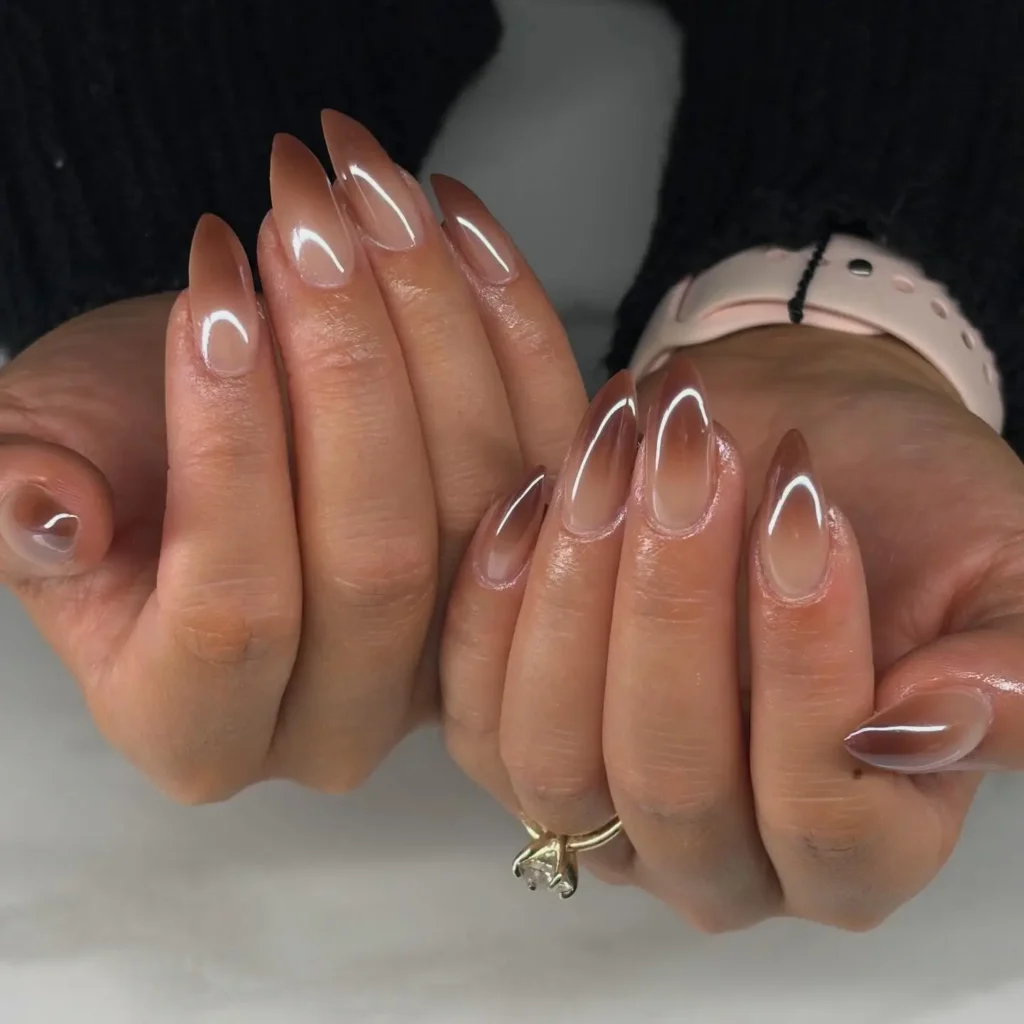 Walnut Brown Ombre Nails