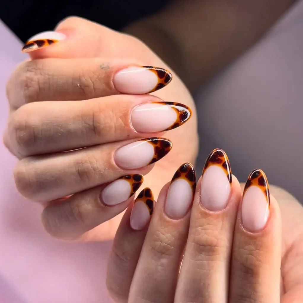 Walnut Tortoiseshell French Nails