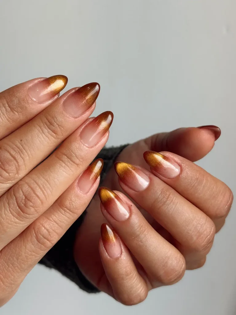 Warm Caramel Oval Nails