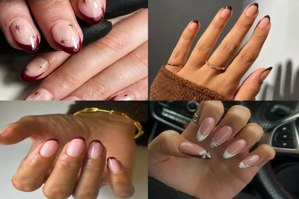 pretty fall nails autumn french