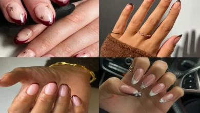 pretty fall nails autumn french