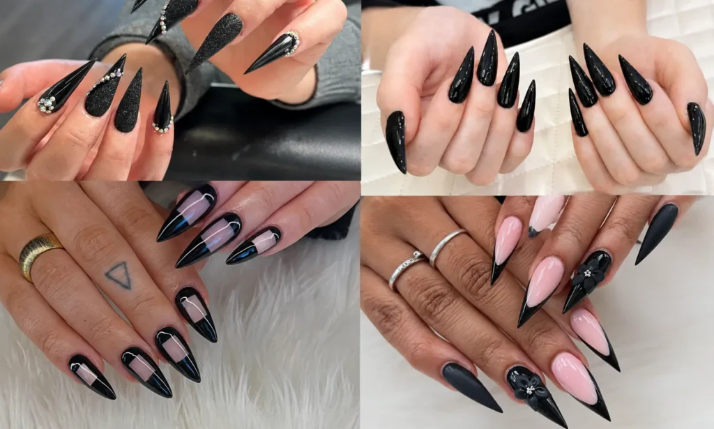 black stiletto nails​ ideas
