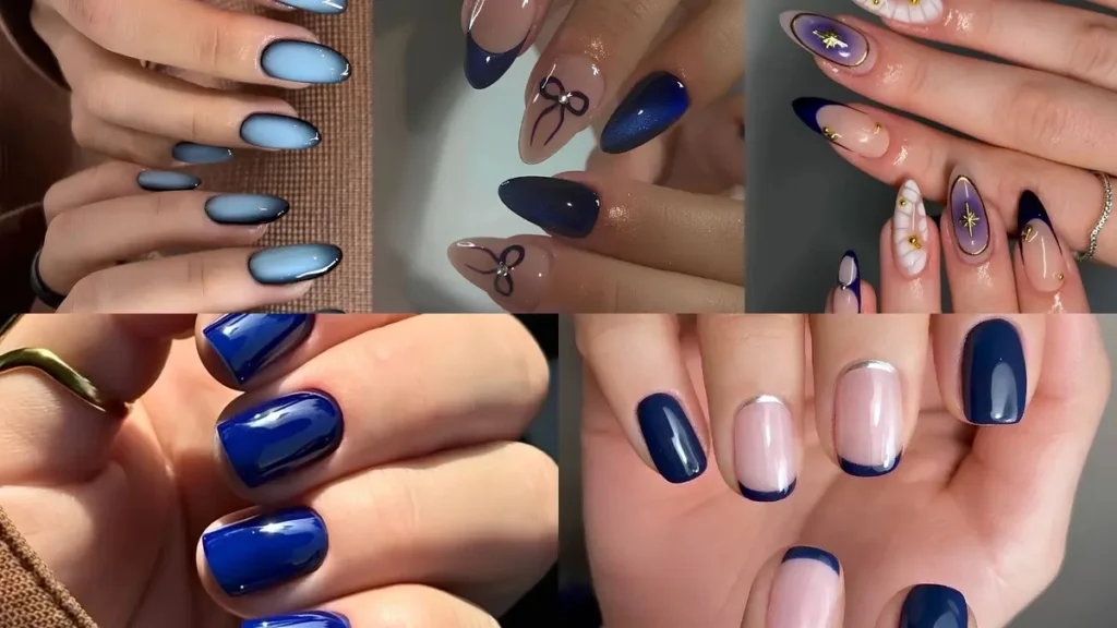 fall blue nails image