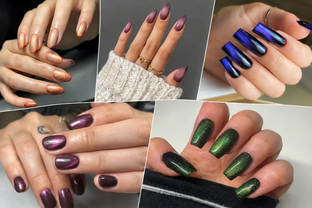 fall cat eye nails image