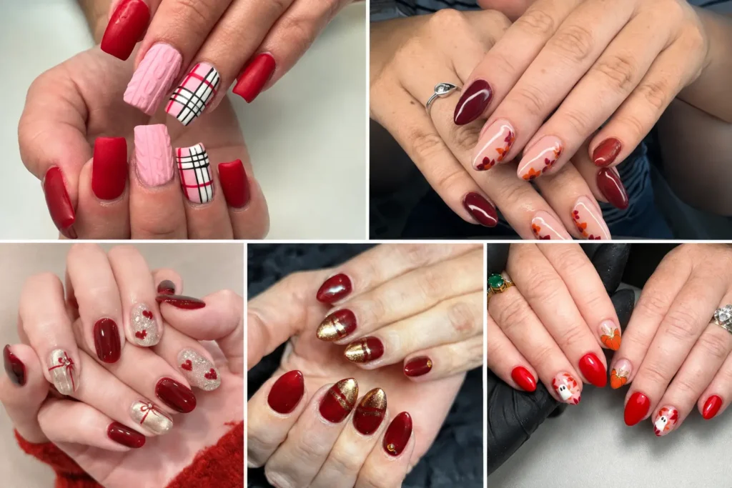 red fall nails image
