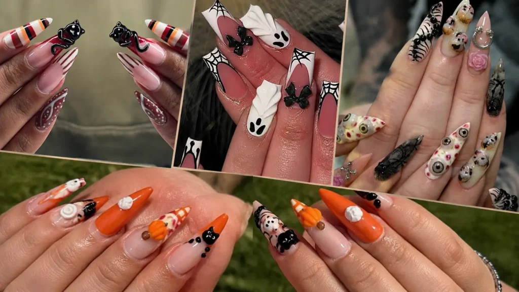 3D Halloween Nails Featuring Creative Texture and Spooky Detail