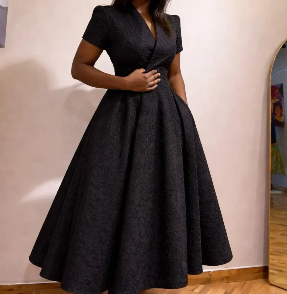 Black Opera Coat Dress