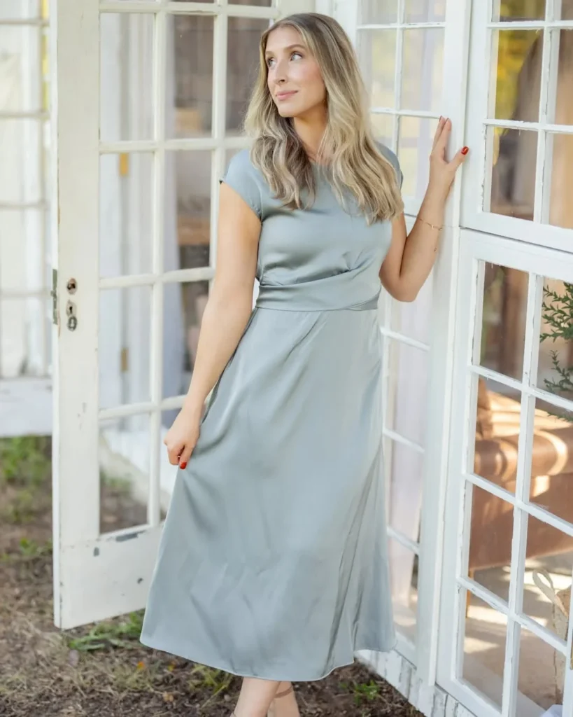Soft Sage Satin Dress