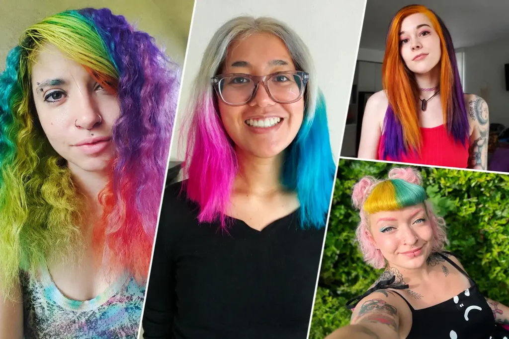 Clown Hairstyles with Vibrant Colors and Whimsical Halloween Charm