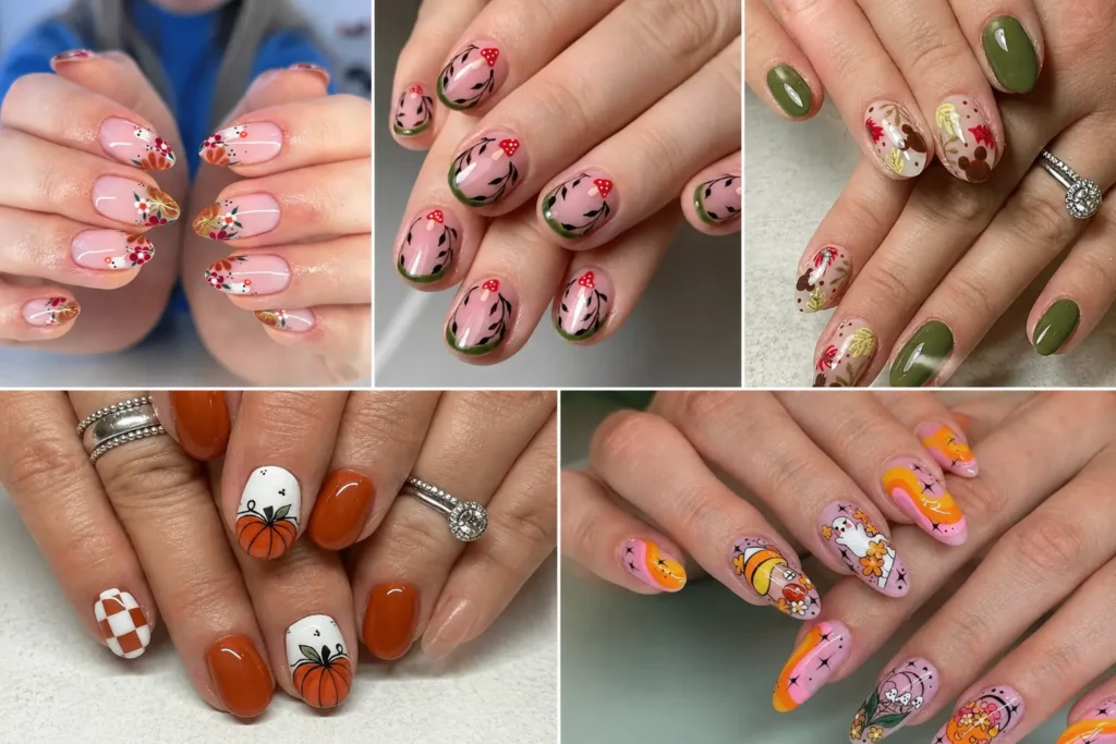 Fall October Nails with Lovely Autumn and Halloween Details